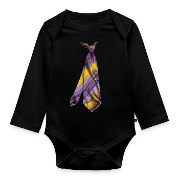 Bunt bedrucktes Krawatten-T-Shirt mit Marmorstruktur - Baby Bio-Langarm-Body - Schwarz - Vorne