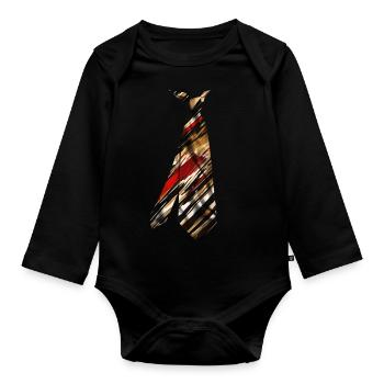 T-shirt imprimé cravate lourds coups de pinceau - Body Bébé bio manches longues - noir - Devant