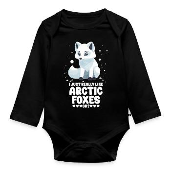 Niedliches Polarfuchs-Geschenk - Baby Bio-Langarm-Body - Schwarz - Vorne
