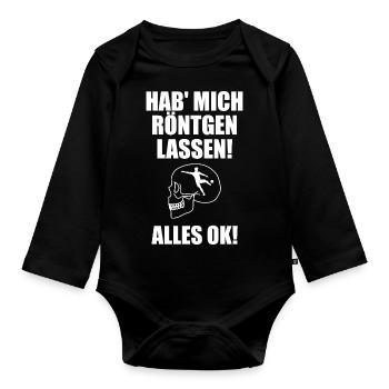 Hab mich röntgen lassen alles Ok Fußball - Baby Bio-Langarm-Body - Schwarz - Vorne