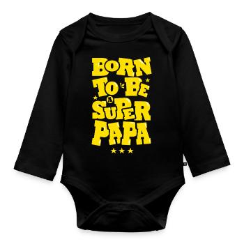 Papa-Geschenk Geboren, um ein großartiger Vater zu sein - Baby Bio-Langarm-Body - Schwarz - Vorne