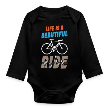 Life is Beautiful Ride - Organic Longsleeve Baby Bodysuit - black - Front