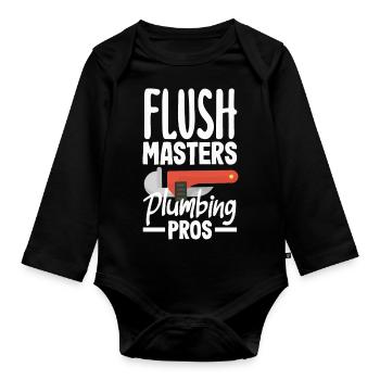 Flush Masters Plumbing Pros Expert Plumber - Baby Bio-Langarm-Body - Schwarz - Vorne