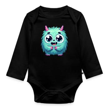 Designs For Kids – Märchenhafte Monster - Baby Bio-Langarm-Body - Schwarz - Vorne