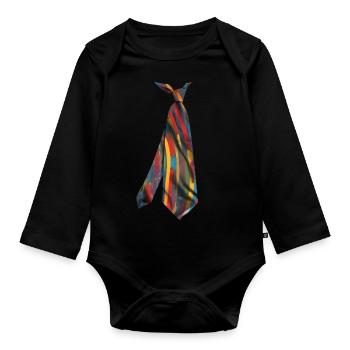 Colorful Printed Necktie T-Shirt Design Abstract - Organic Longsleeve Baby Bodysuit - black - Front