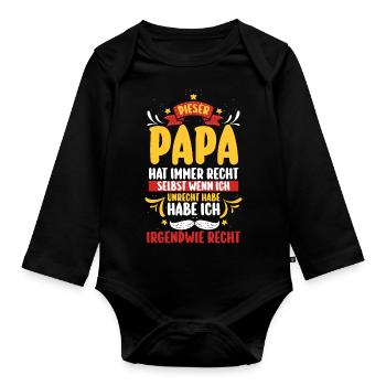 Father, Father's Day, Dad - Organic Longsleeve Baby Bodysuit - black - Front