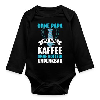 Papa Café Fête des Pères Papa - Body Bébé bio manches longues - noir - Devant