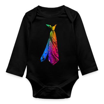 Cravate imprimée T-shirt texture dégoulinante colorée - Body Bébé bio manches longues - noir - Devant