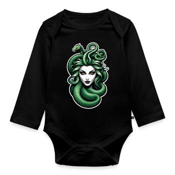 medusa mythologie grecque monstre - Body Bébé bio manches longues - noir - Devant