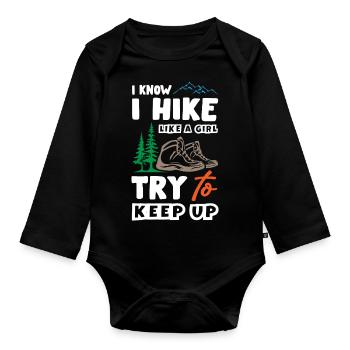 Hike Girls - Organic Longsleeve Baby Bodysuit - black - Front