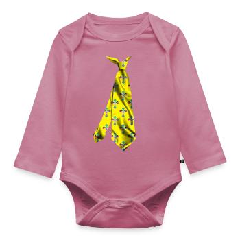 T-shirt cravate imprimé motif croix coloré - Body Bébé bio manches longues - mauve - Devant