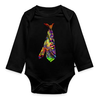 Idée cadeau T-Shirt cravate psychédélique coloré - Body Bébé bio manches longues - noir - Devant