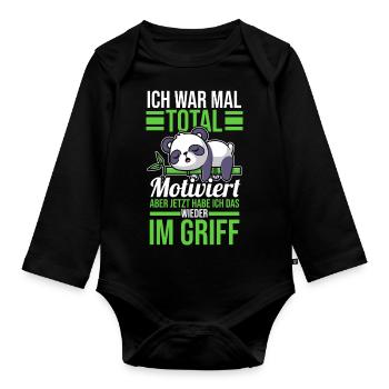 J’avais l’habitude d’être totalement motivé Panda - Body Bébé bio manches longues - noir - Devant
