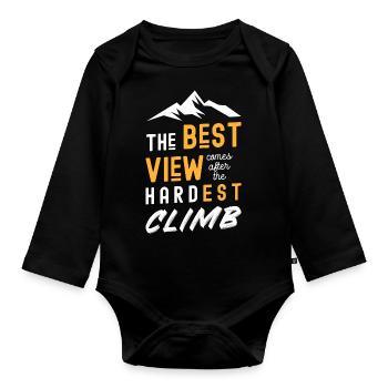 Alpinisme, Sommet, Nature Aventure - Body Bébé bio manches longues - noir - Devant