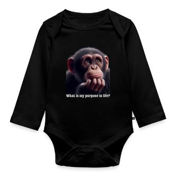 What is my purpose in life - Organic Longsleeve Baby Bodysuit - black - Front