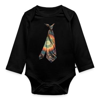 Bunt bedruckte Krawatte T-Shirt Geschenkidee - Baby Bio-Langarm-Body - Schwarz - Vorne