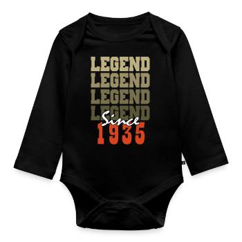 Vintage 89th Birthday Gift Born One Month from 1935 - Organic Longsleeve Baby Bodysuit - black - Front
