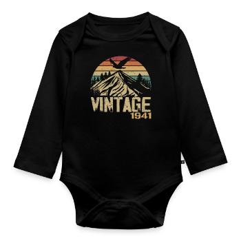 Vintage 1941 Birthday Gift 1941 Retro 1941 - Organic Longsleeve Baby Bodysuit - black - Front