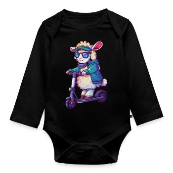 Schaf Roller - Baby Bio-Langarm-Body - Schwarz - Vorne