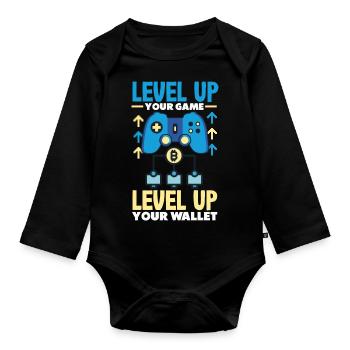 Cryptocurrency Rewards Gaming Blockchain Gamer - Baby Bio-Langarm-Body - Schwarz - Vorne