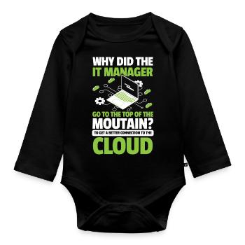 Why did the IT manager go to the top - Baby Bio-Langarm-Body - Schwarz - Vorne