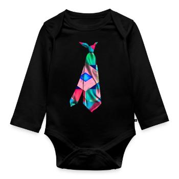 T-Shirt mit Krawatte in Farbe bedruckt Geschenkidee - Baby Bio-Langarm-Body - Schwarz - Vorne