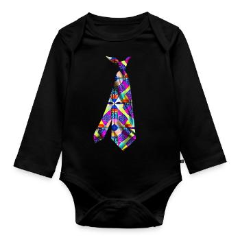 T-shirt cravate imprimé coloré motif mosaïque - Body Bébé bio manches longues - noir - Devant