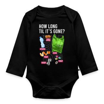 Reduzieren, Wiederverwenden, Recyceln, Wiederholen, Recyceln, Recycling, Tag der Erde - Baby Bio-Langarm-Body - Schwarz - Vorne