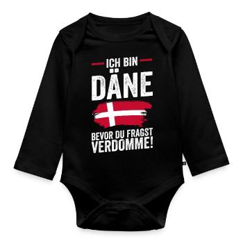 Danes Danish Denmark - Organic Longsleeve Baby Bodysuit - black - Front
