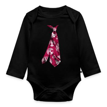 T-shirt printed necktie tree of life pattern. - Organic Longsleeve Baby Bodysuit - black - Front