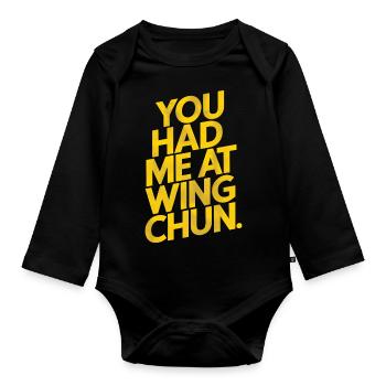 Wing Chun Kampfsport Geschenk - Baby Bio-Langarm-Body - Schwarz - Vorne