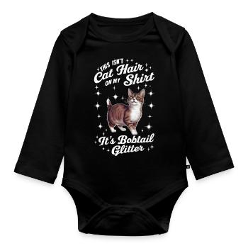 Katze American Bobtail Geschenk - Baby Bio-Langarm-Body - Schwarz - Vorne