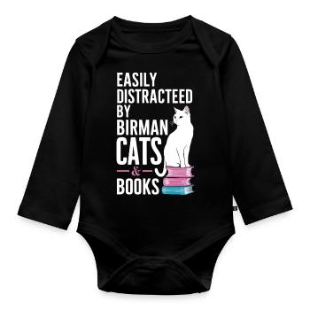 Katze Birma Geschenk - Baby Bio-Langarm-Body - Schwarz - Vorne