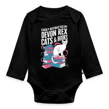 Katze Devon Rex Geschenk - Baby Bio-Langarm-Body - Schwarz - Vorne