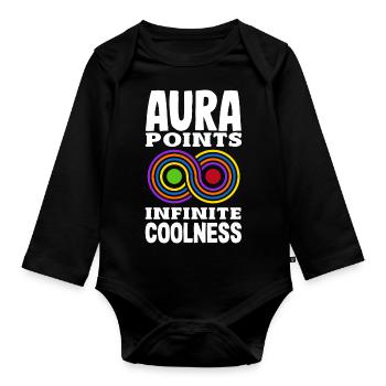 Aura Points Infini Cool Tendance Viral - Body Bébé bio manches longues - noir - Devant