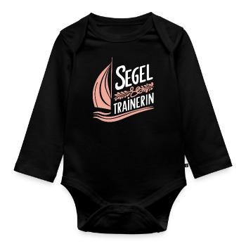 Segeltrainerin Präsent Meer Boot Liebe Freiheit - Baby Bio-Langarm-Body - Schwarz - Vorne