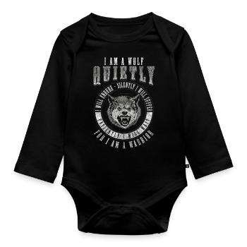 Wolf Guide Nature - Organic Longsleeve Baby Bodysuit - black - Front