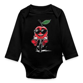 Kirschen Radfahren Auf Dem Fahrrad Geschenk - Baby Bio-Langarm-Body - Schwarz - Vorne