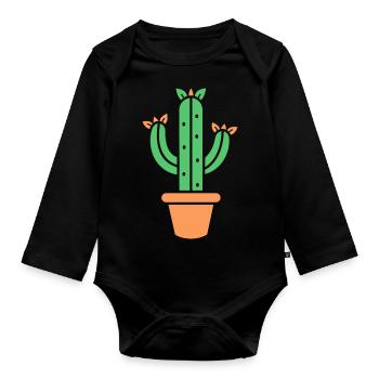Cactus - Body Bébé bio manches longues - noir - Devant