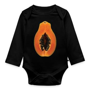 Papaya Frucht Geschenk - Baby Bio-Langarm-Body - Schwarz - Vorne