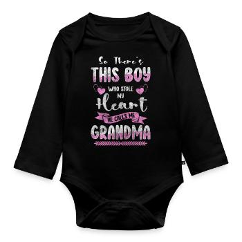 Grandpa Grandchild Extended Family Pregnant - Organic Longsleeve Baby Bodysuit - black - Front