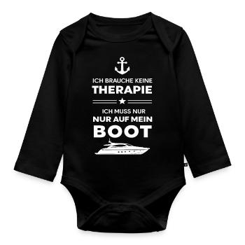 Ich Muss Nur Auf Mein Boot für einen - Baby Bio-Langarm-Body - Schwarz - Vorne