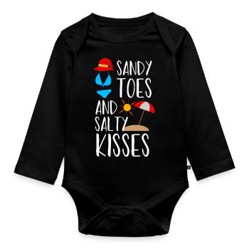 Sandy Toes and salty kisses - Organic Longsleeve Baby Bodysuit - black - Front