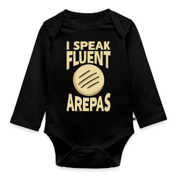 Je parle couramment arepas Design pour un arepa - Body Bébé bio manches longues - noir - Devant