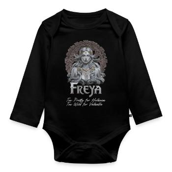 Viking Mythical Nordic Goddess Freya Art - Organic Longsleeve Baby Bodysuit - black - Front