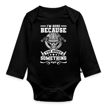 Craftsman Profession Hammer House - Organic Longsleeve Baby Bodysuit - black - Front