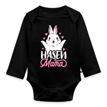 Mom Bunny Mother's Day Gift Easter Bunny Mom - Organic Longsleeve Baby Bodysuit - black - Front
