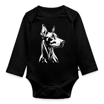 Doberman - Dog Fan - Organic Longsleeve Baby Bodysuit - black - Front