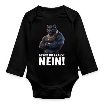 Before You Ask No Jaguar - Organic Longsleeve Baby Bodysuit - black - Front