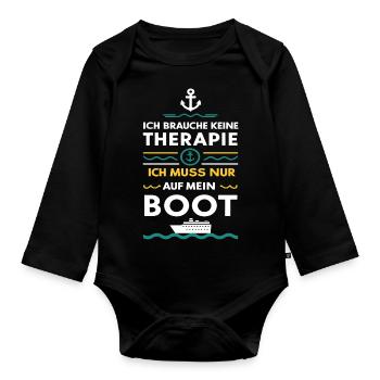 Ich Muss Nur Auf Mein Boot für einen - Baby Bio-Langarm-Body - Schwarz - Vorne